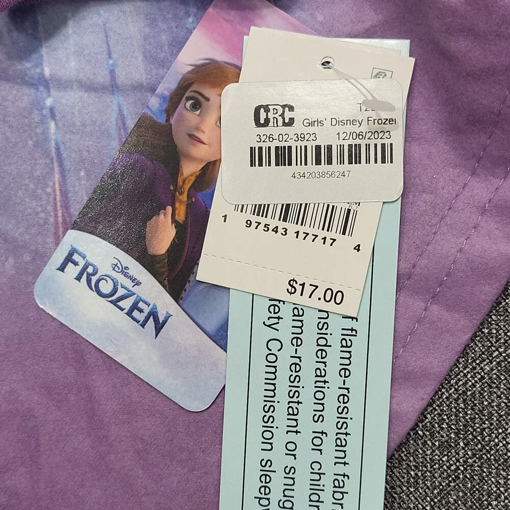 Disney Girls' Pajama Set Size Medium 8 Purple Frozen Print Set of 2 Sleepwear
